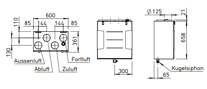 Helios Lüftungsgerät KWL 200 W L